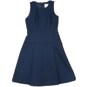 J. Crew Suiting ~Woman Size 0~ Navy Blue Fit Flare Wool Blend Sleeveless Dress.